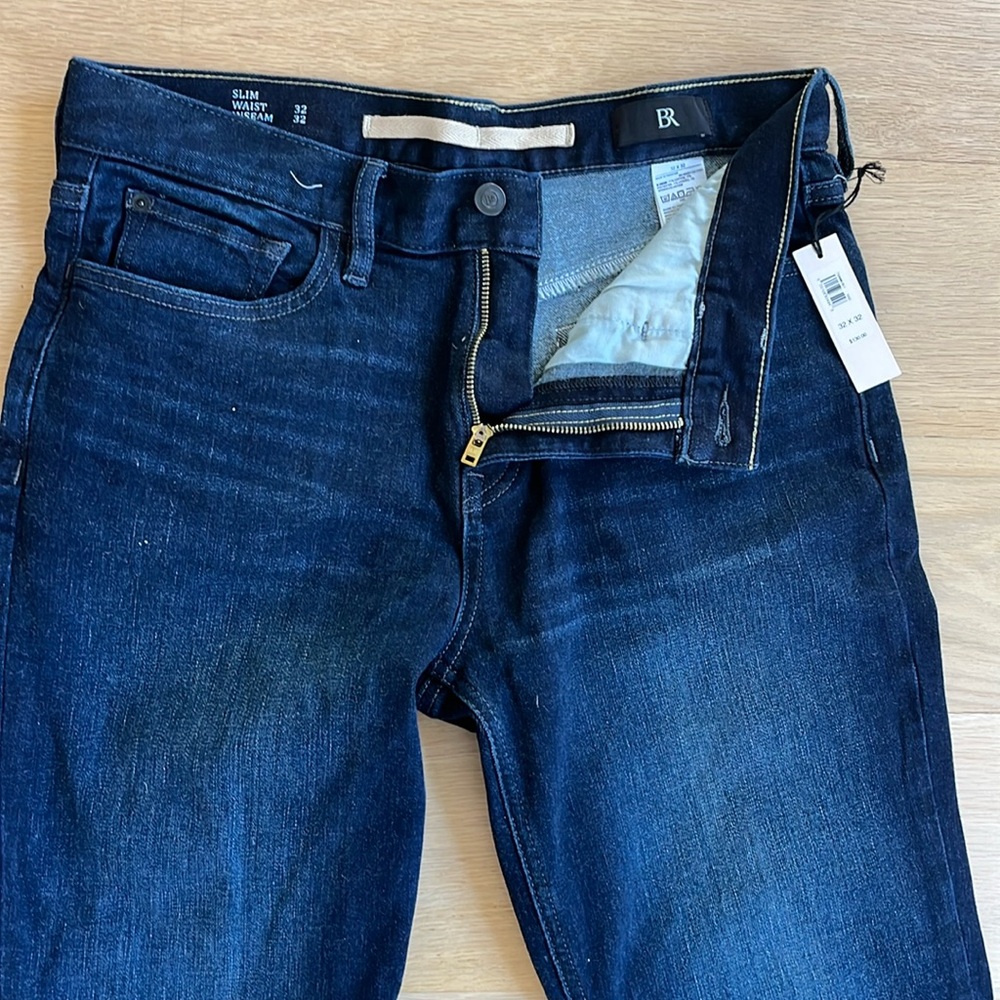 NWT! BANANA REPUBLIC MENS SLIM TRAVELER JEAN - 32x32 - Dark Denim wash